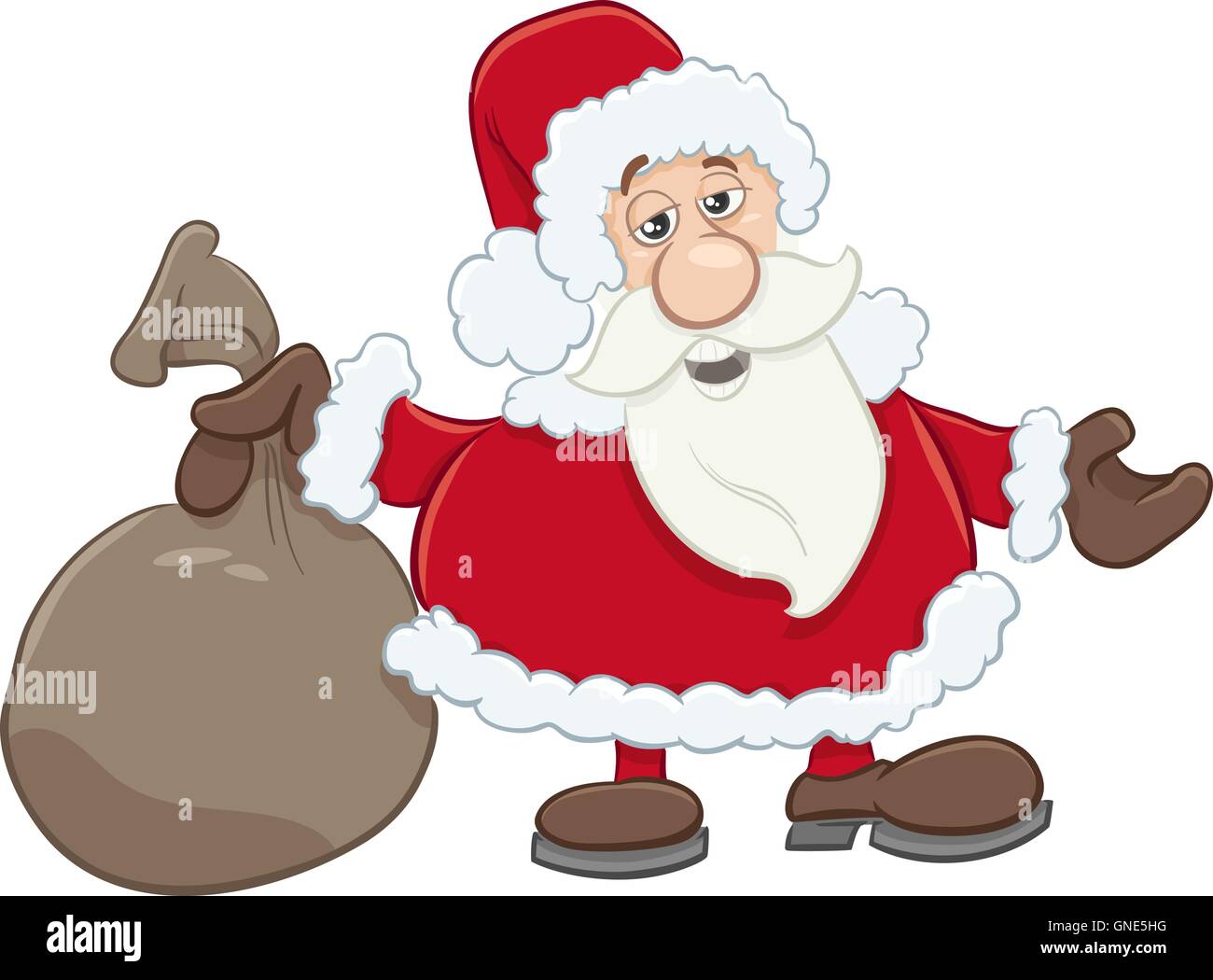 Cartoon Illustration of Santa Claus with Sack of Gifts on Christmas ...