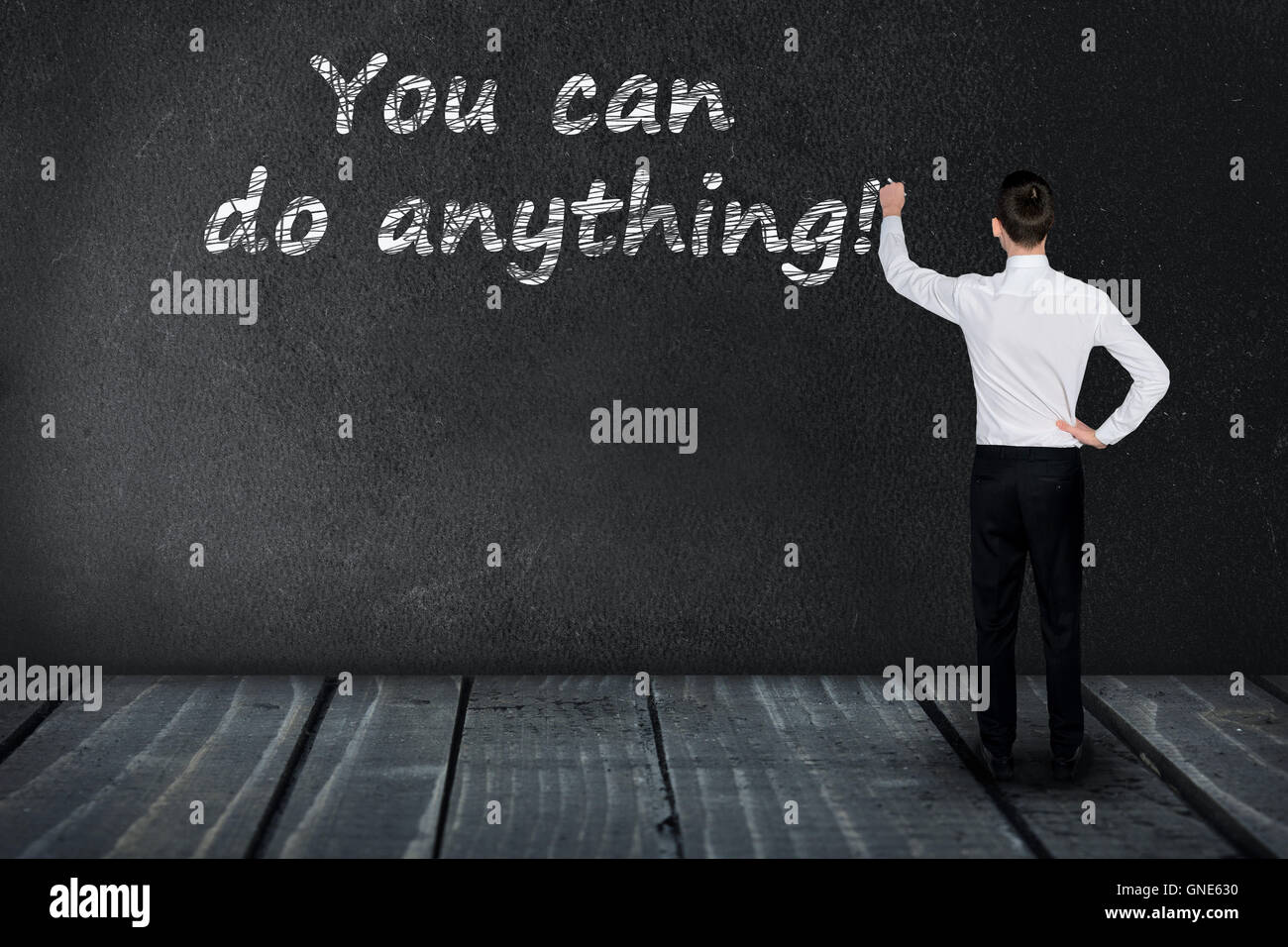 You can do anything text write on black board Stock Photo - Alamy