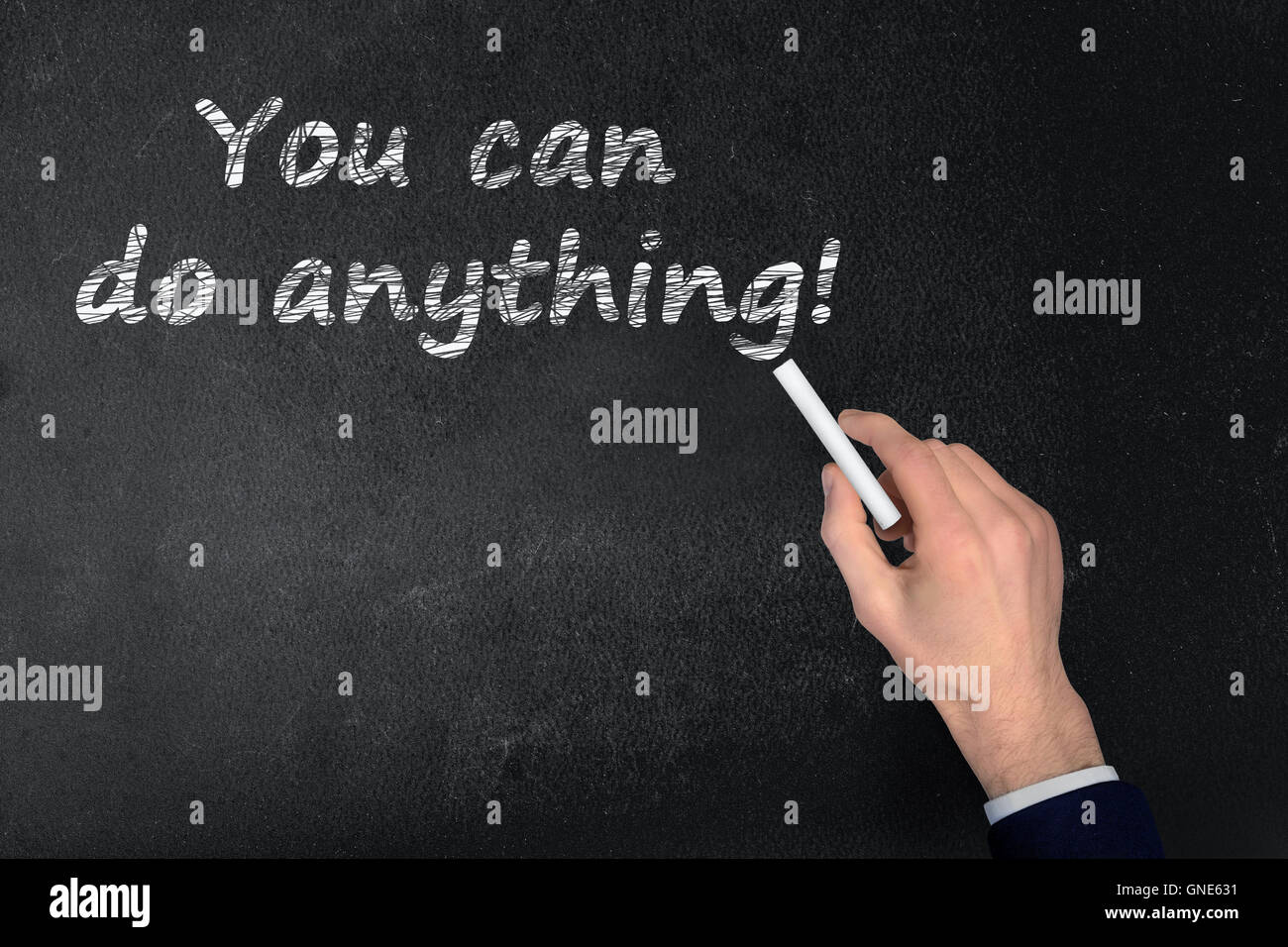 You can do anything text write on black board Stock Photo - Alamy