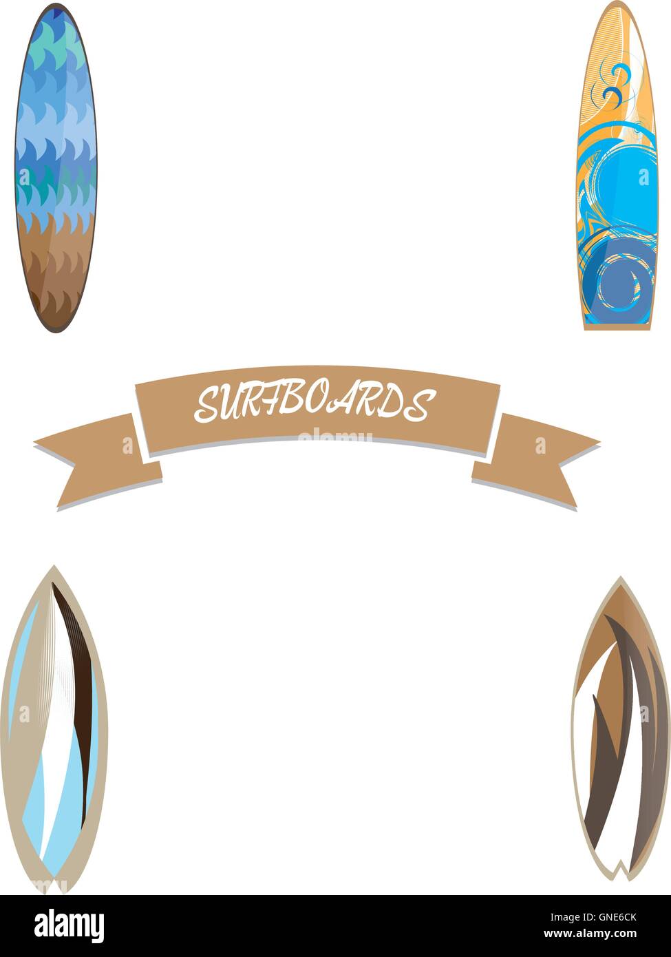 Set of surfboards on white background, Vector illustration Stock Vector ...