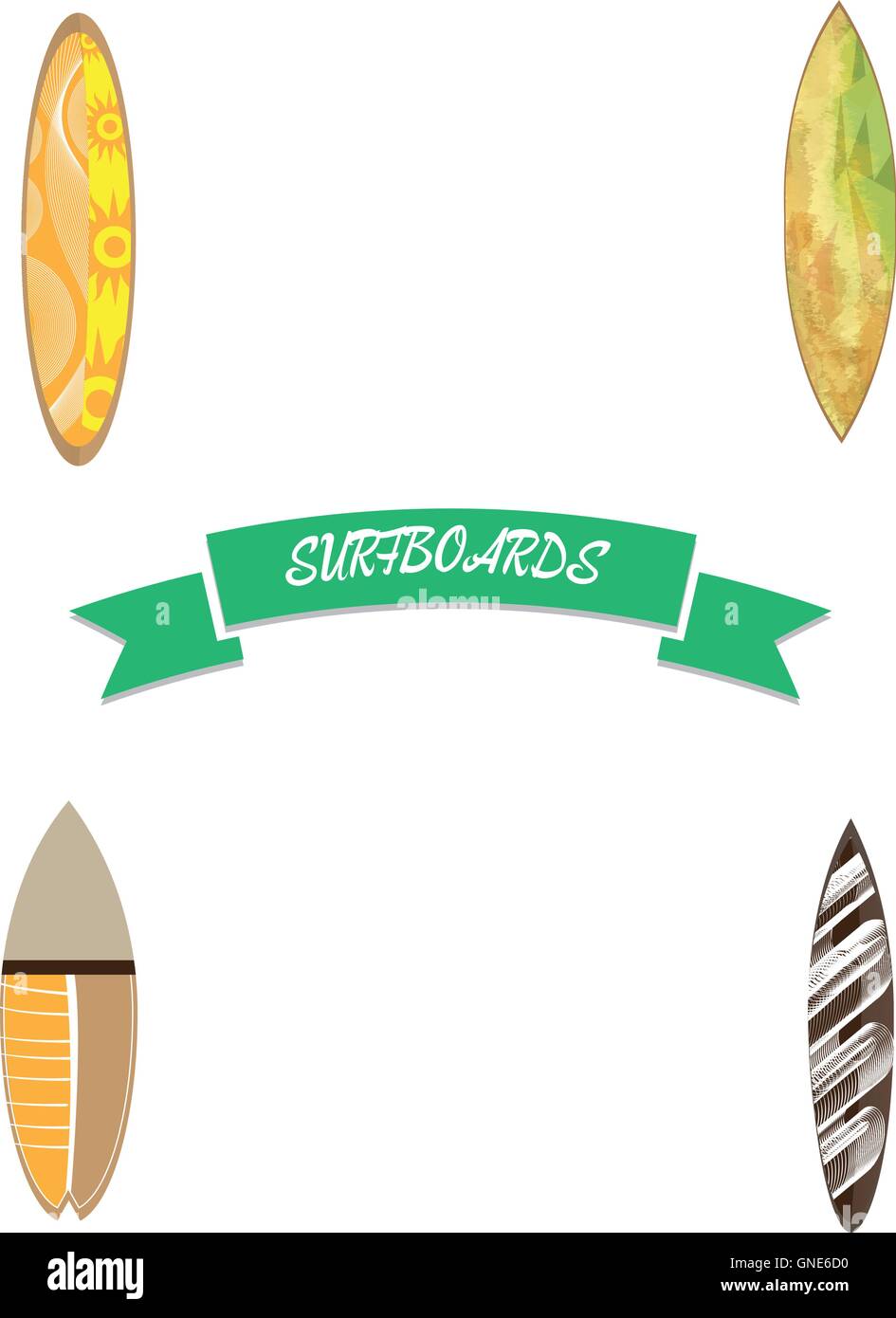 Set of surfboards on white background, Vector illustration Stock Vector ...