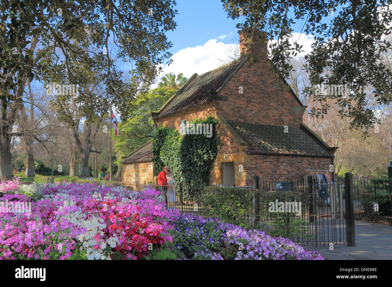 Fitzroy Garden and Historical building Cook’s cottage in Melbourne Australia Stock Photo