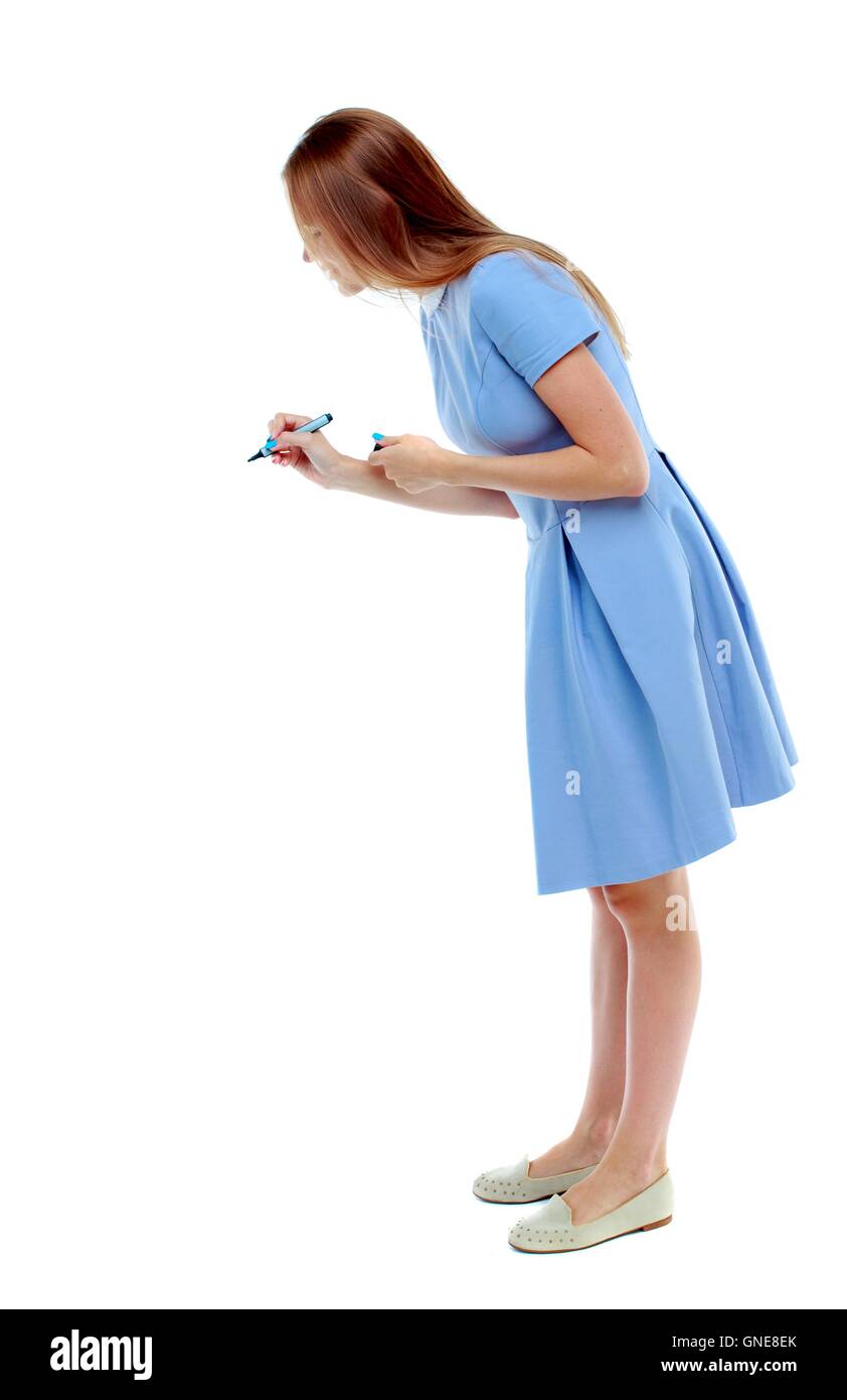 back view of writing beautiful woman Stock Photo - Alamy