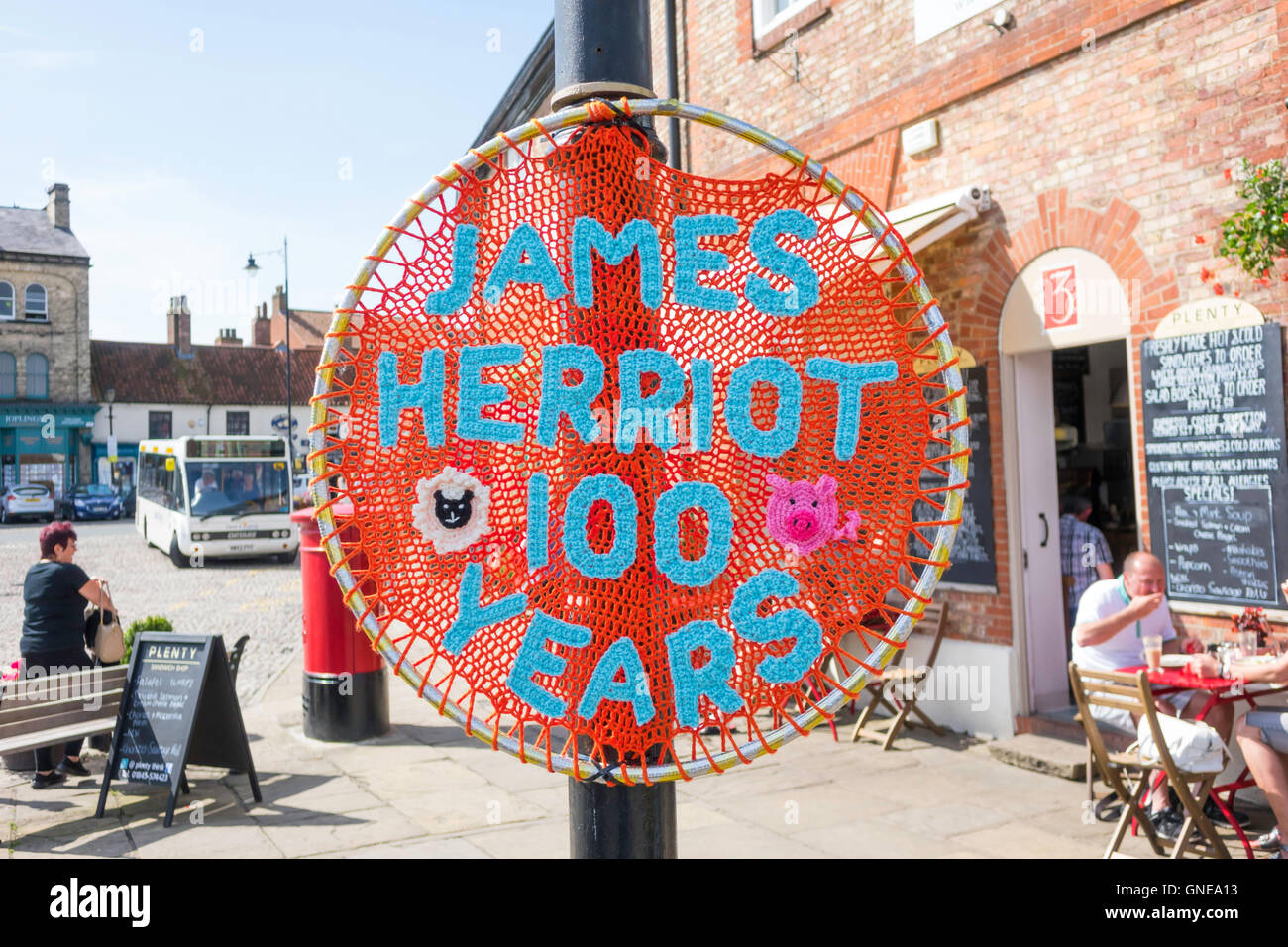 Yarn Bombing decorating public place with knitted objects here in