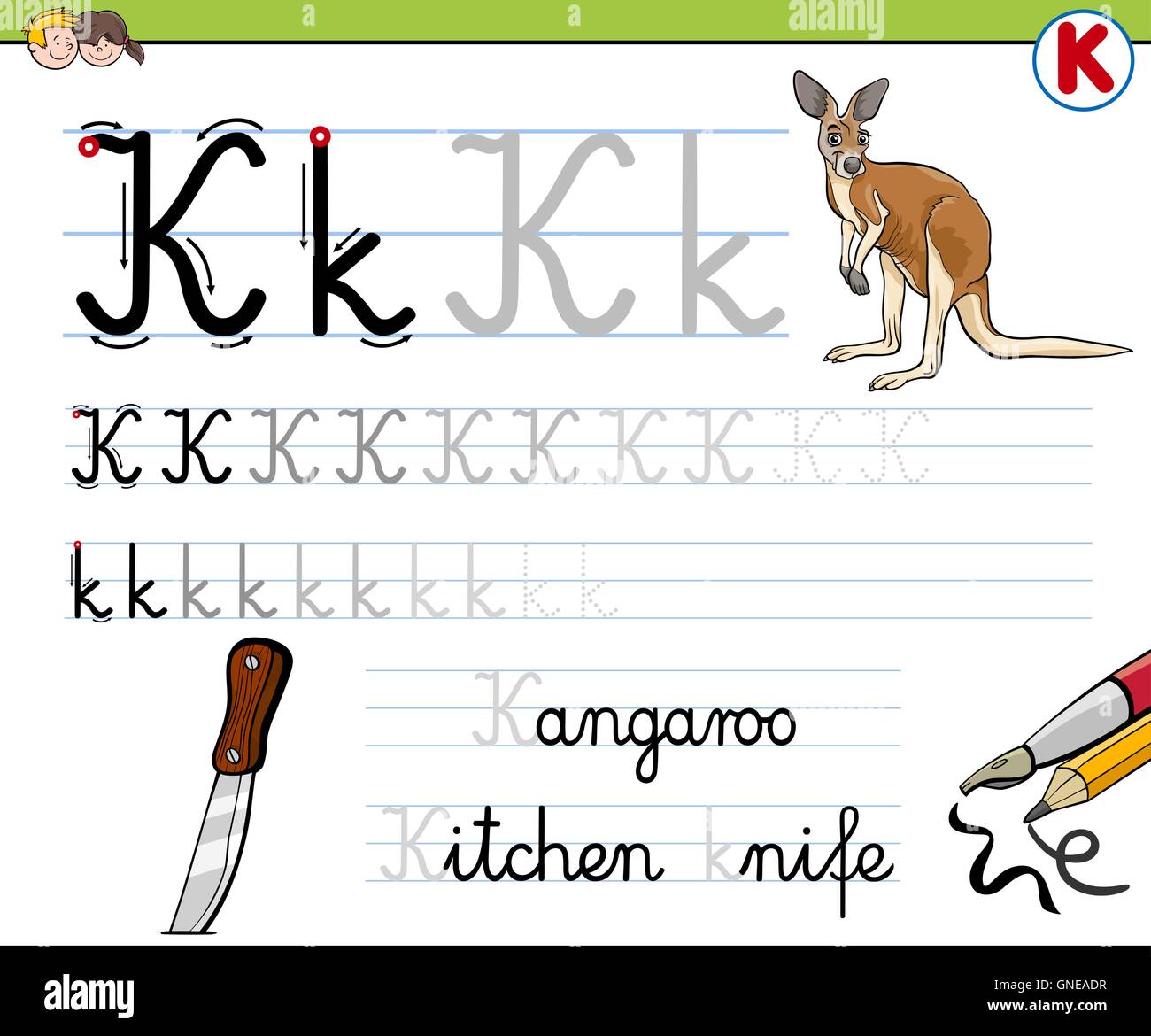 how to write letter k Stock Vector Image & Art Alamy