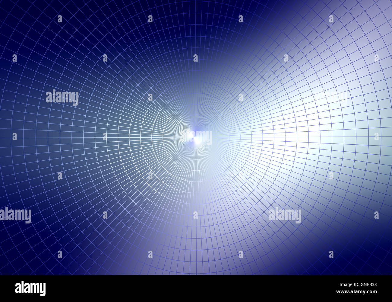 a metallic network overflows a color on a dark blue gradient background Stock Photo