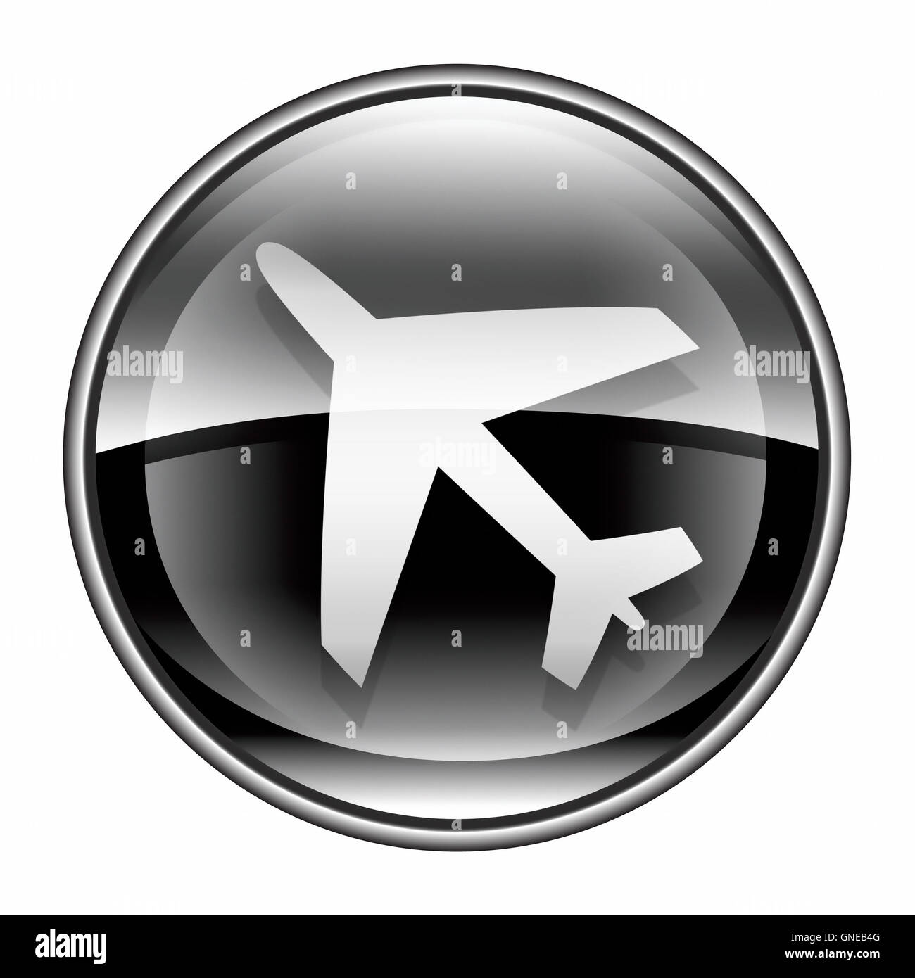 Airplane icon black, isolated on white background Stock Photo - Alamy