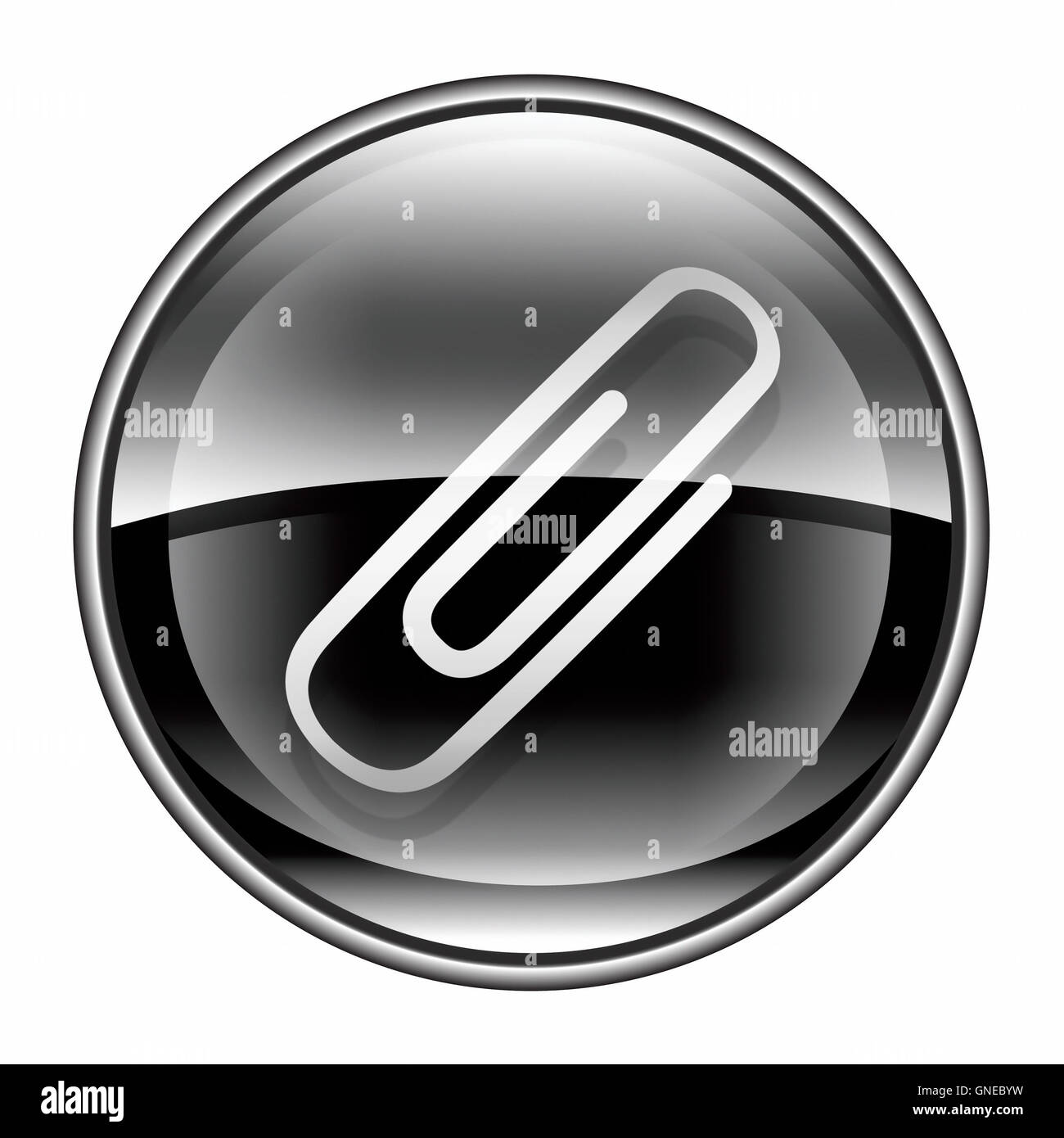 Paper clip icon black, isolated on white background Stock Photo