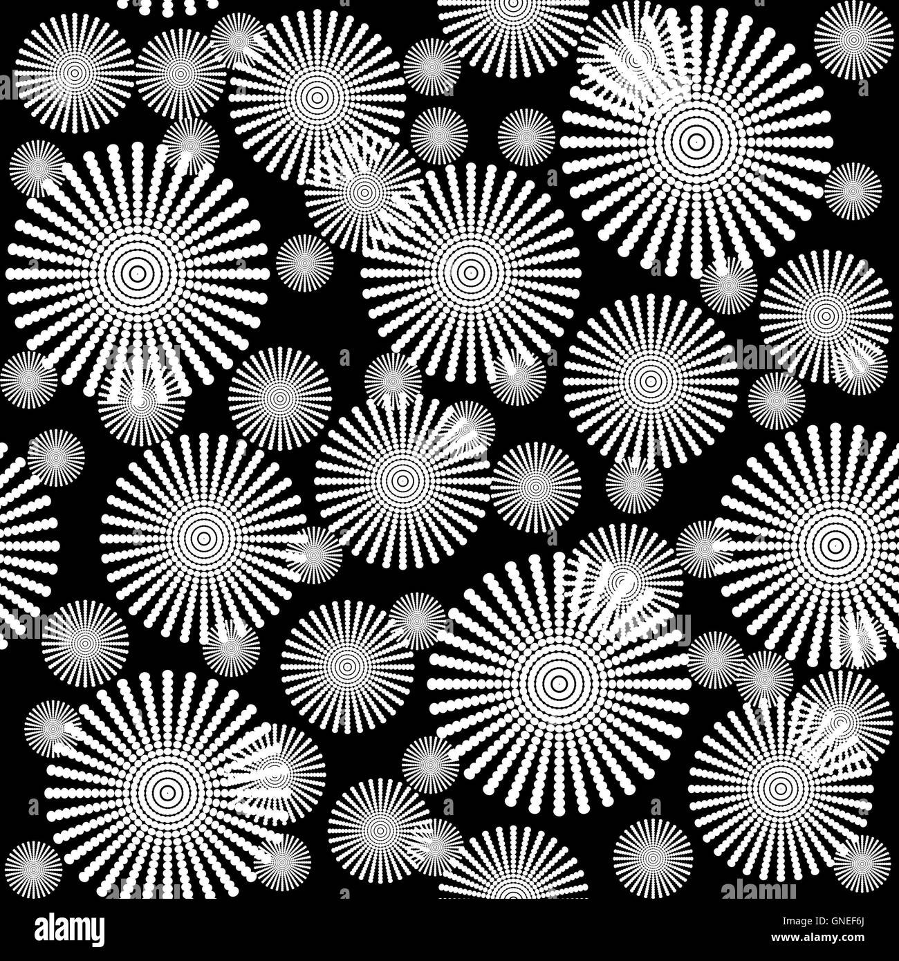 Black and white floral background, seamless pattern Stock Photo