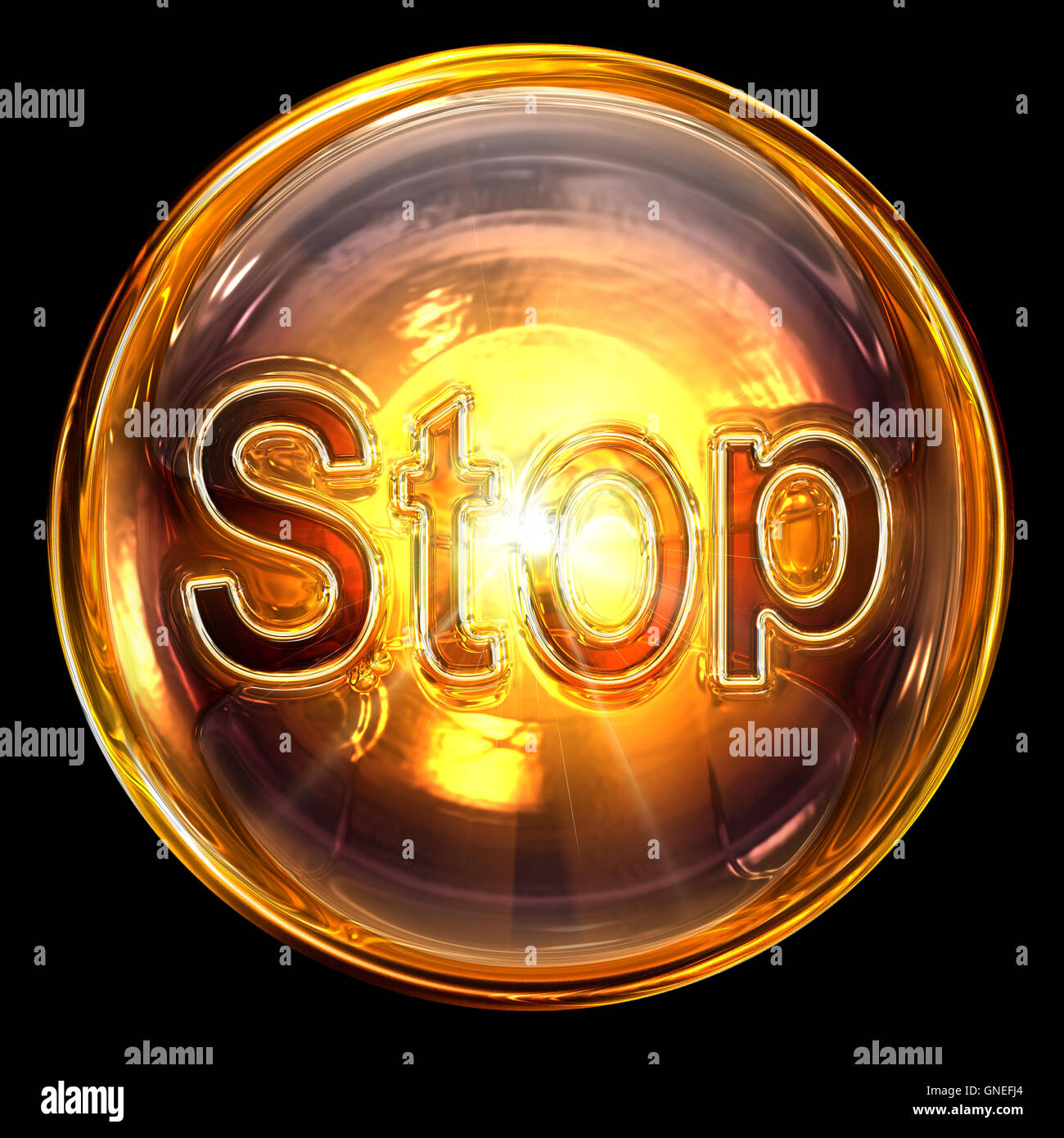 Stop icon fire, isolated on black background Stock Photo - Alamy