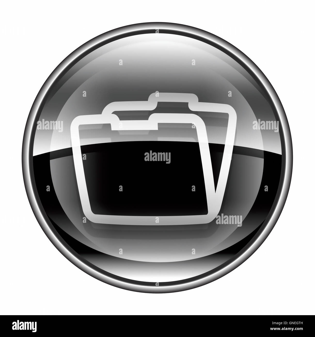Folder icon black, isolated on white background Stock Photo