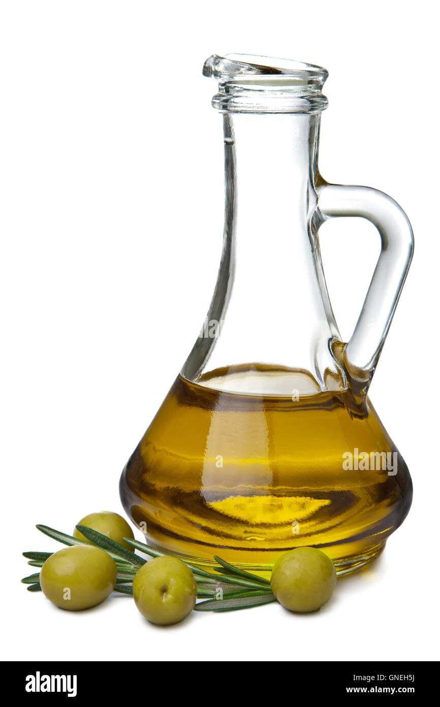 olive oil in bottle and olives isolated Stock Photo Alamy