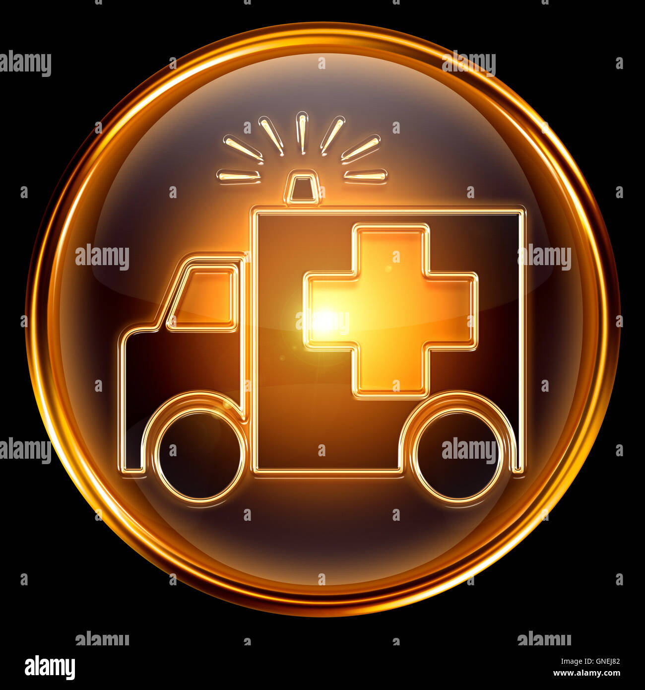 First aid icon golden, isolated on black background Stock Photo - Alamy