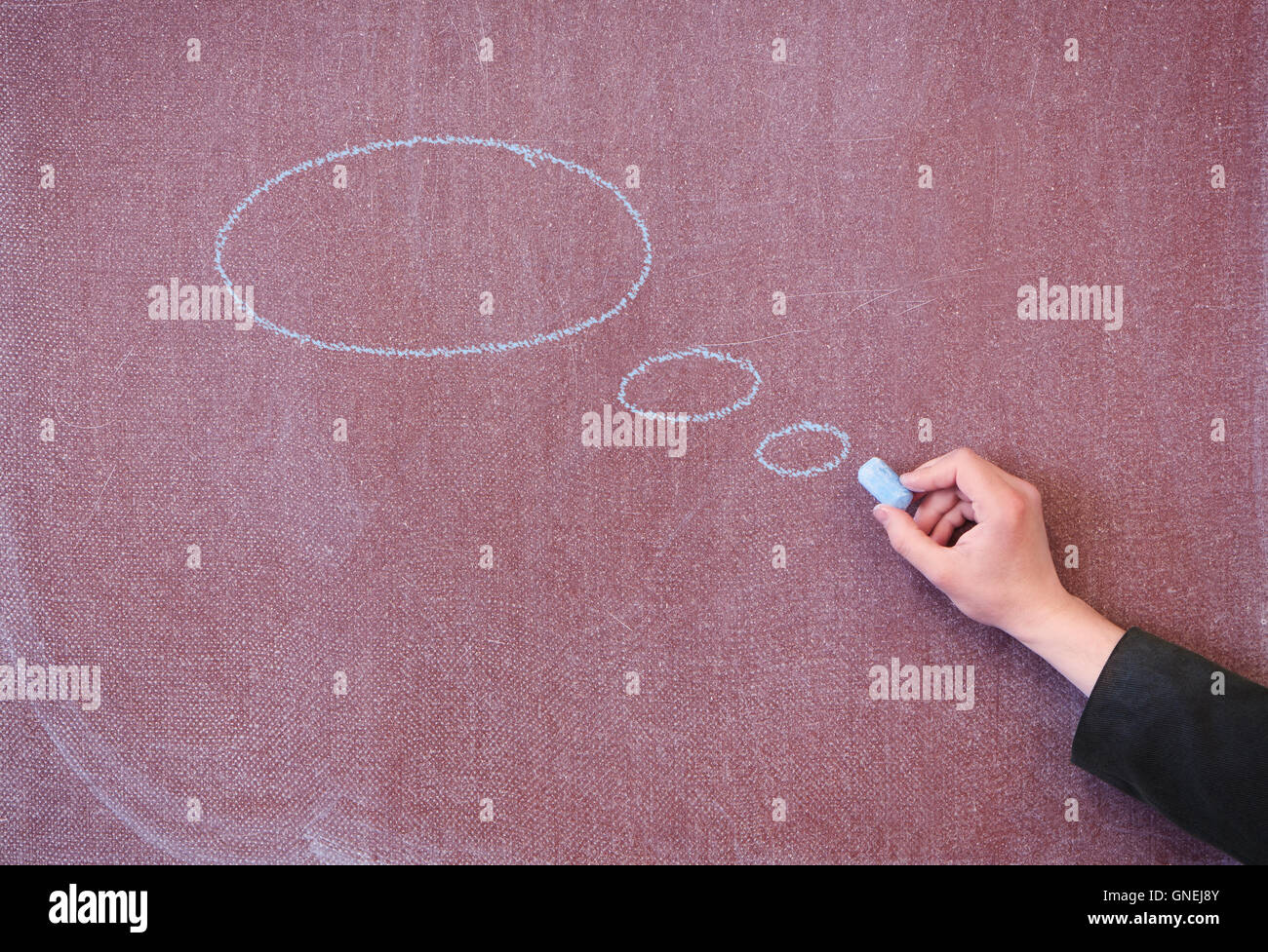 Chalk board with painted ovals. Stock Photo