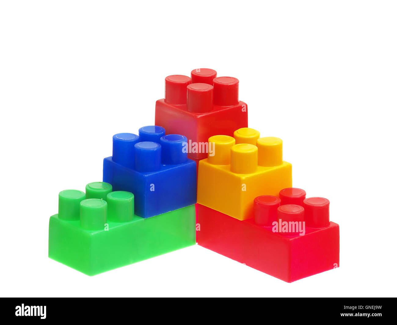 Bright Color Building Blocks Isolated on White. Focus on near ed Stock ...