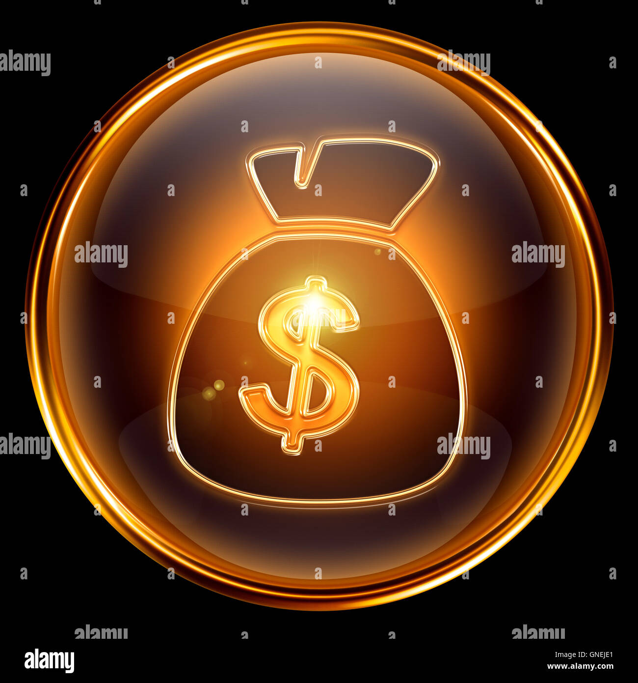 dollar icon golden, isolated on black background Stock Photo - Alamy
