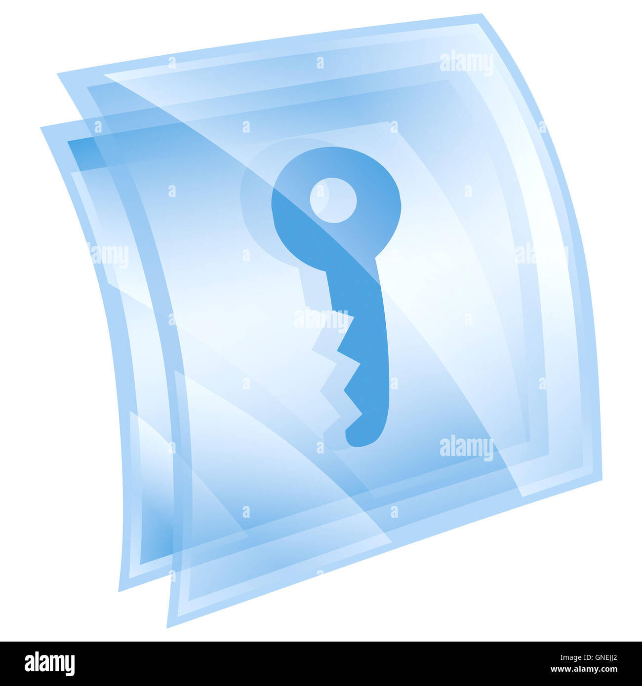 Key icon blue, isolated on white background Stock Photo