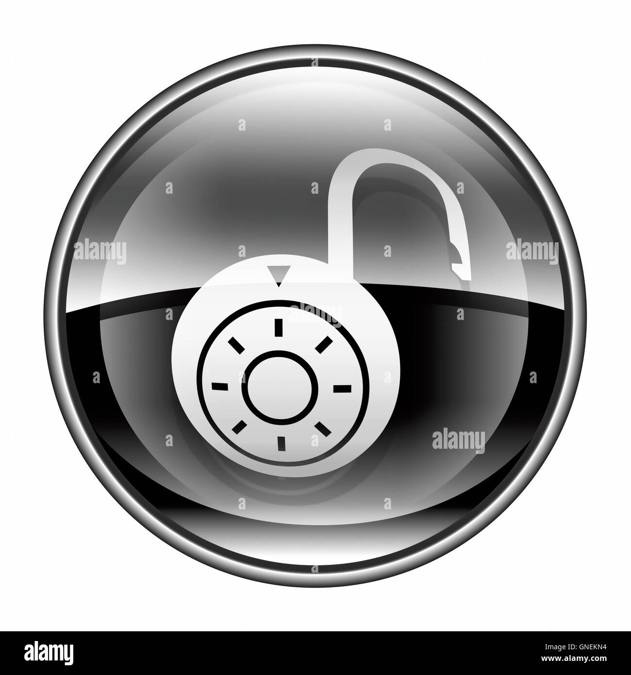 Lock on, icon black, isolated on white background Stock Photo - Alamy