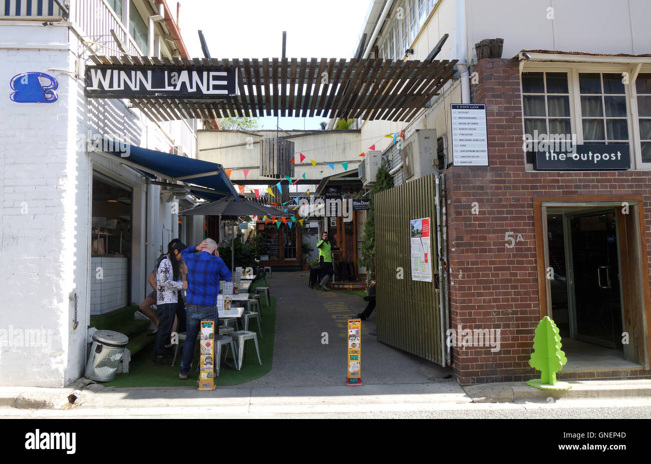 Winn Lane, Fortitude Valley, Brisbane, Queensland, Australia. No MR or PR Stock Photo