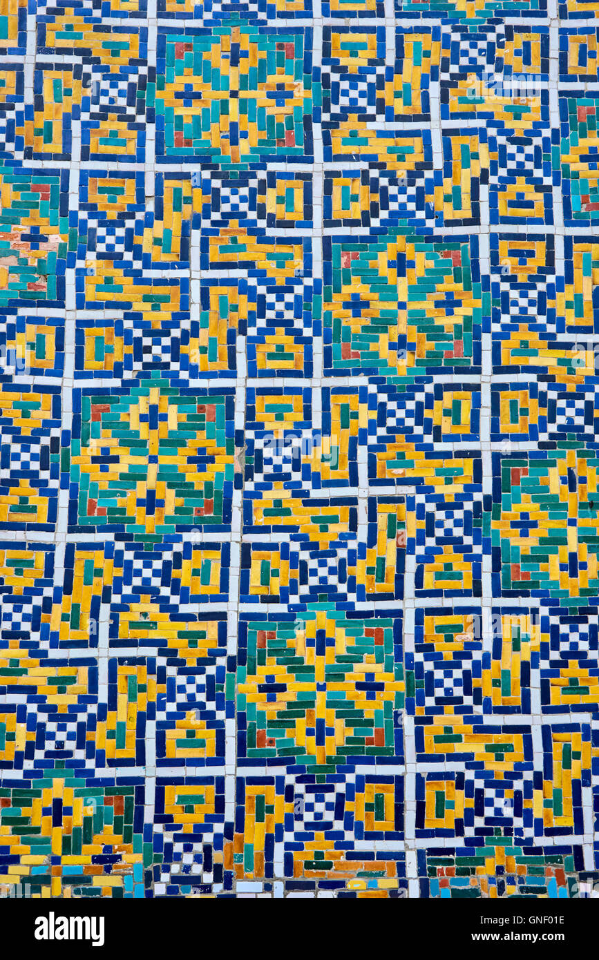 Uzbekistan, Fergana region, Kokand, capital of Khanat of Kokand, Palace of the Khan, Khoudayar Khan, XiX century,  polychrome ce Stock Photo