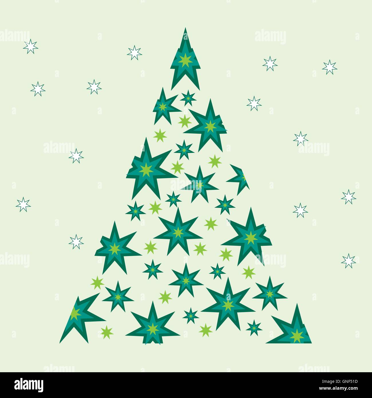 Vector illustration of Christmas tree with stars on a light background ...