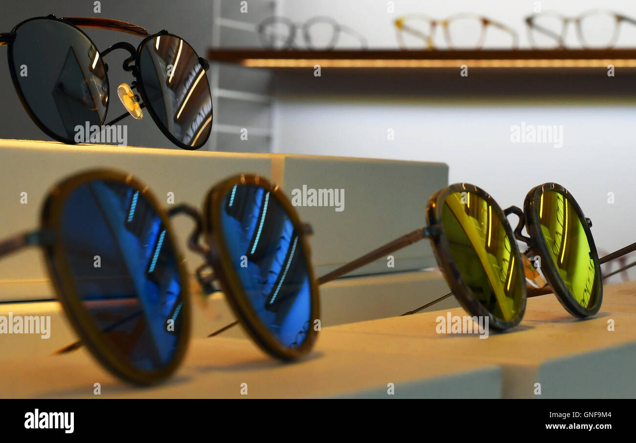 Berlin, Germany. 23rd Aug, 2016. Different glasses lie in the flagship store of the Dutch