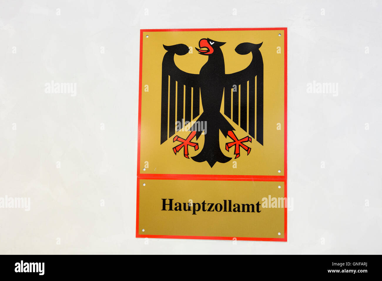 Stuttgart, Germany. 30th Aug, 2016. A sign for the Chief Customs Office hangs at the airport in Stuttgart, Germany, 30 August 2016. Photo: Silas Stein/dpa/Alamy Live News Stock Photo
