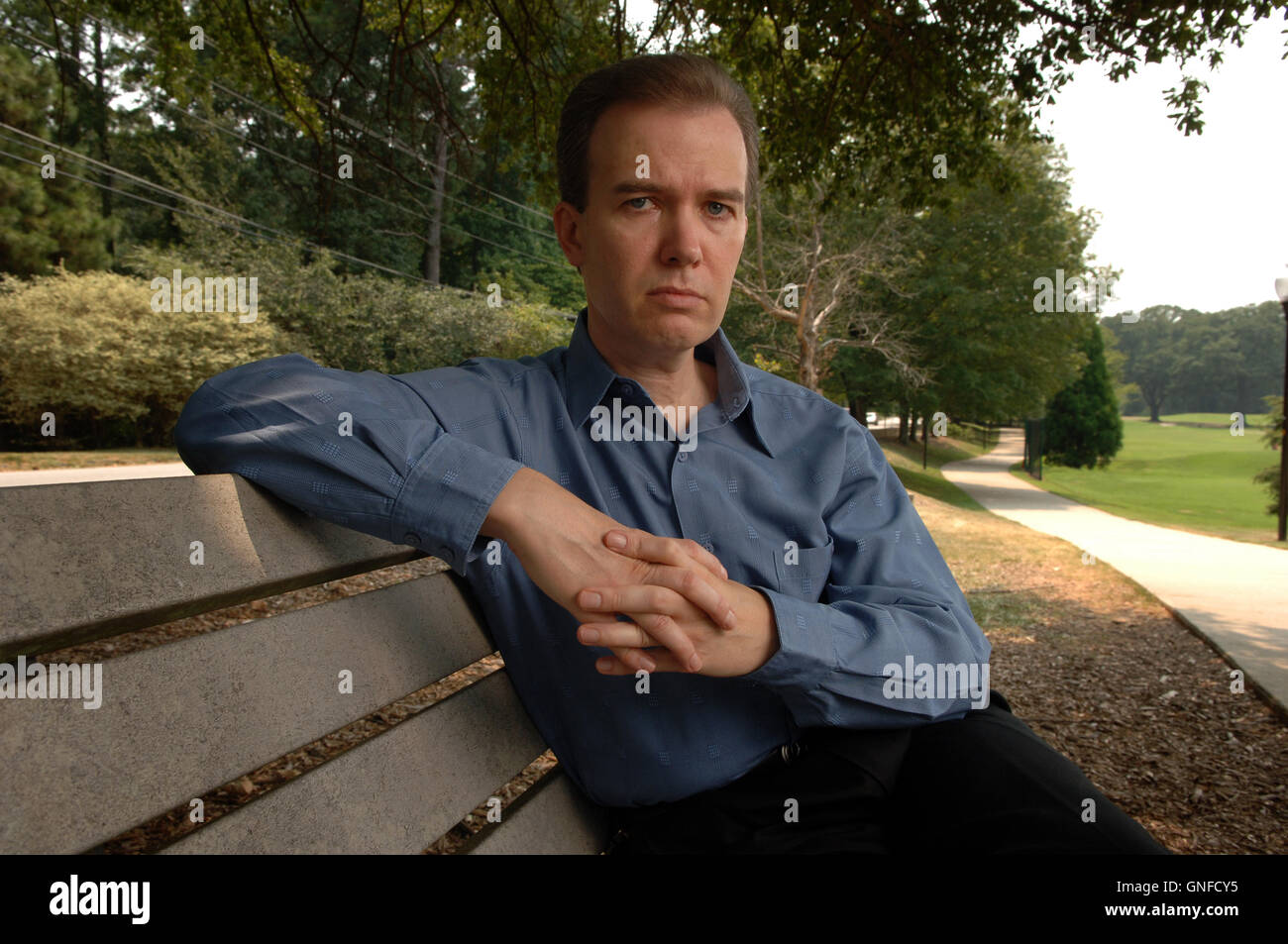 Atlanta, GA, USA. 16th Aug, 2007. John Mark Karr on bench in Chastain