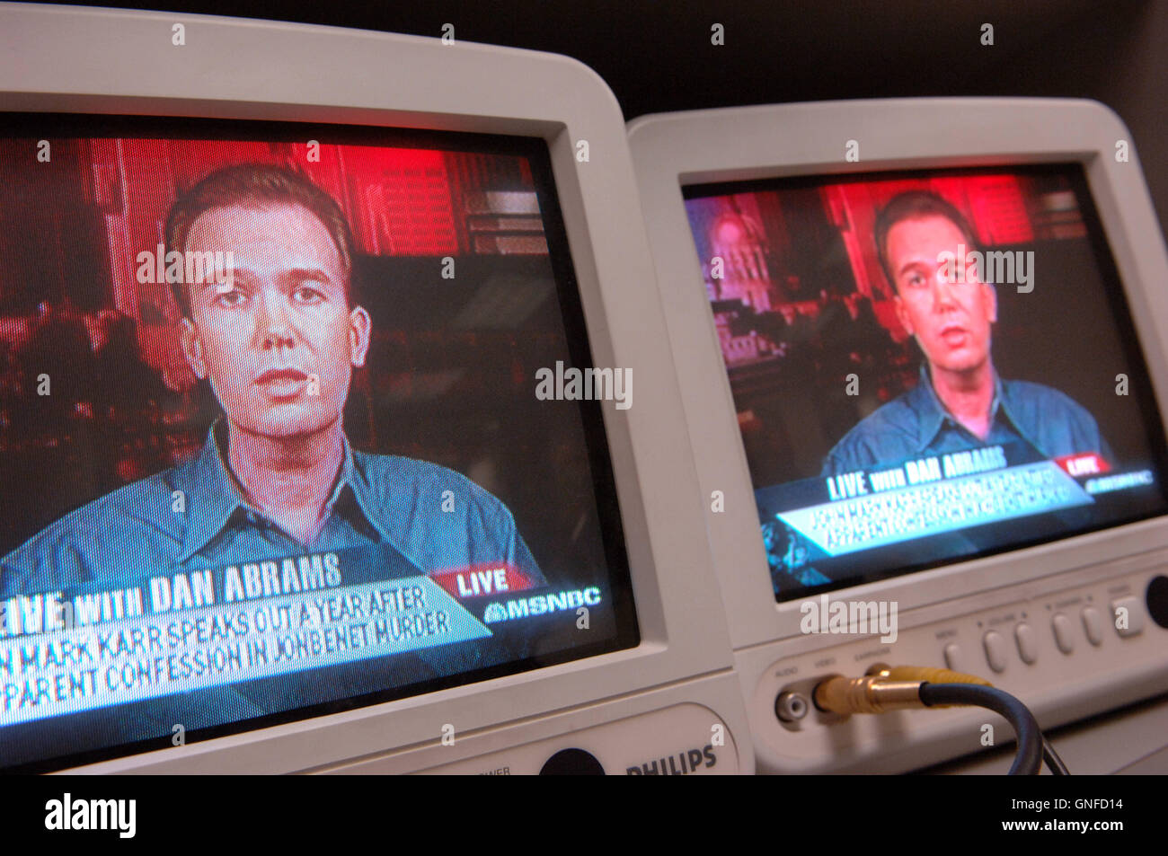 John Mark Karr on television at MSNBC studio in Atlanta on anniversary
