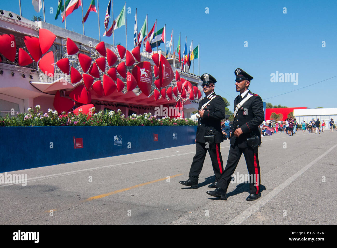 Venice, Italy. 31th August, 2016. Police does a check patrol  at the 73rd Venice Film Festival. Credit:  Simone Padovani / Awakening / Alamy Live News Stock Photo