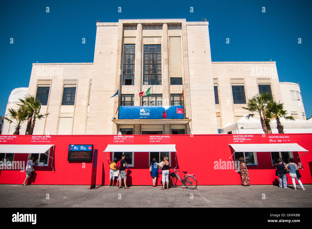 Venice, Italy. 31th August, 2016. People attend at the ticket area in front of the Casinò palace of the 73rd Venice Film Festival. Credit:  Simone Padovani / Awakening / Alamy Live News Stock Photo