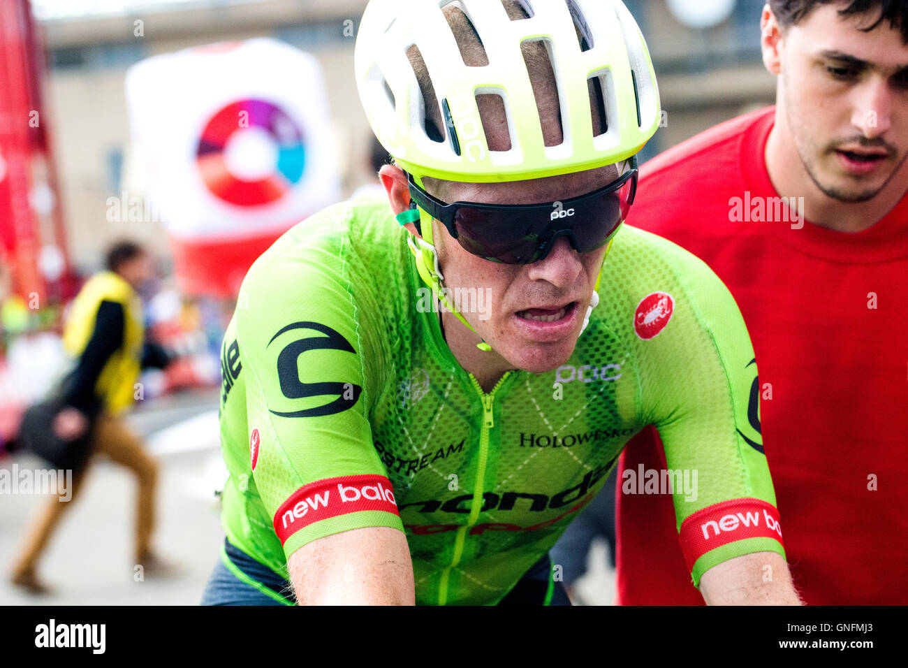Peña Cabarga, Spain. 31th August, 2016. Andrew Talansky (Cannondale Drapac Pro Cycling Team) finishes the 11th stage of cycling race ‘La Vuelta a España’ (Tour of Spain) between Colunga and Peña Cabarga on August 31, 2016 in Peña Cabarga, Spain. Credit: David Gato/Alamy Live News Stock Photo