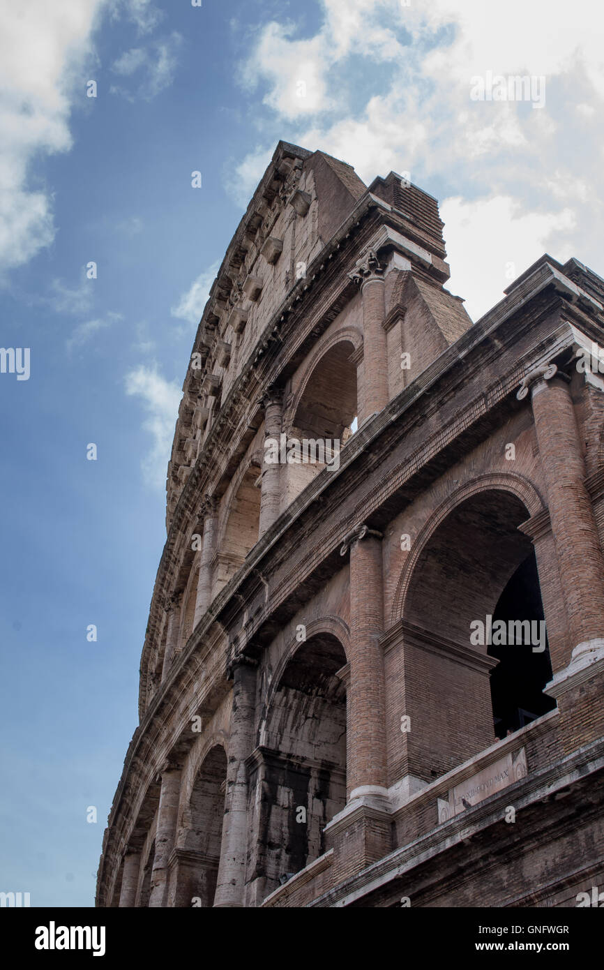 Part of the ancient famous architecture. Cloudy sky in the background. Stock Photo