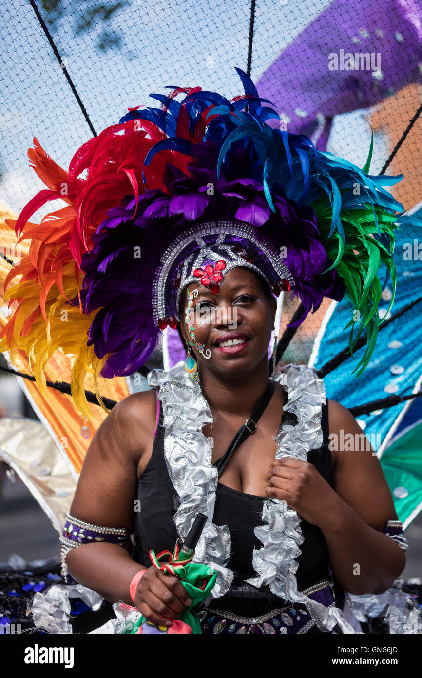 Very colourful lady from the Caribbean in costume at the Notting Hill ...