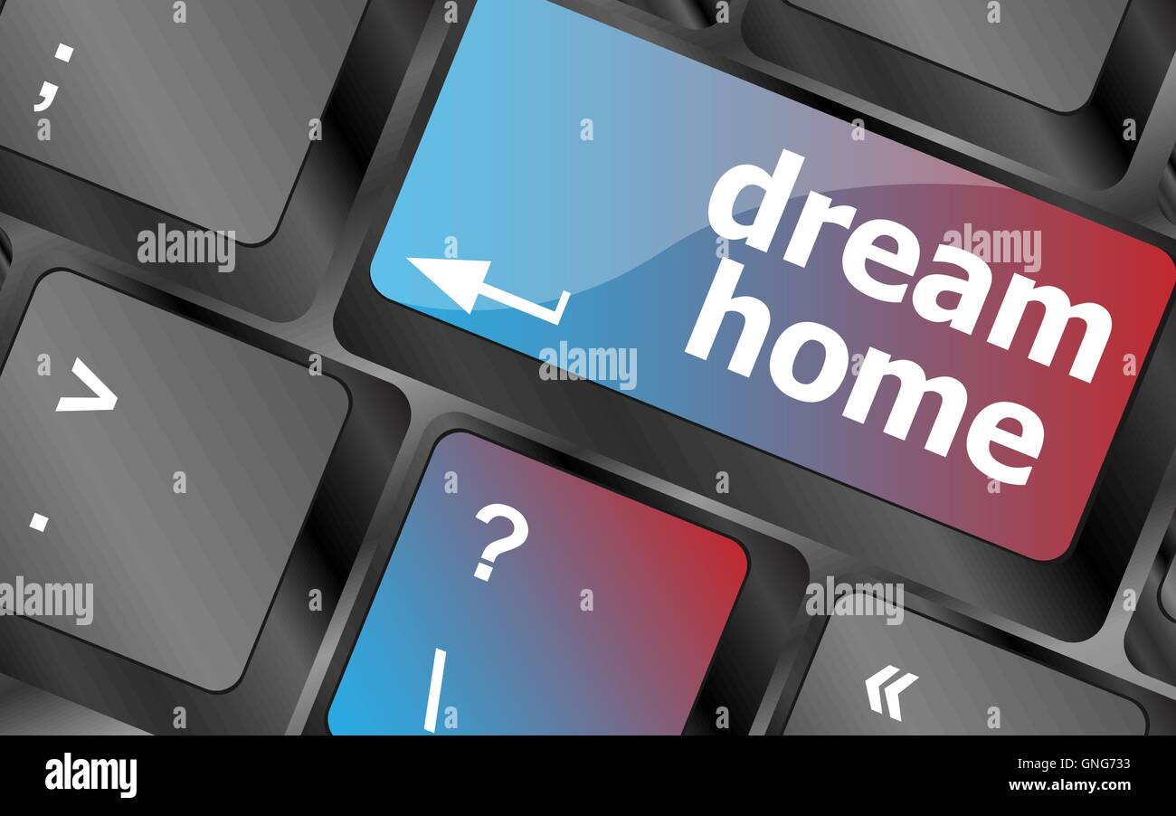 Computer keyboard with dream home key technology background