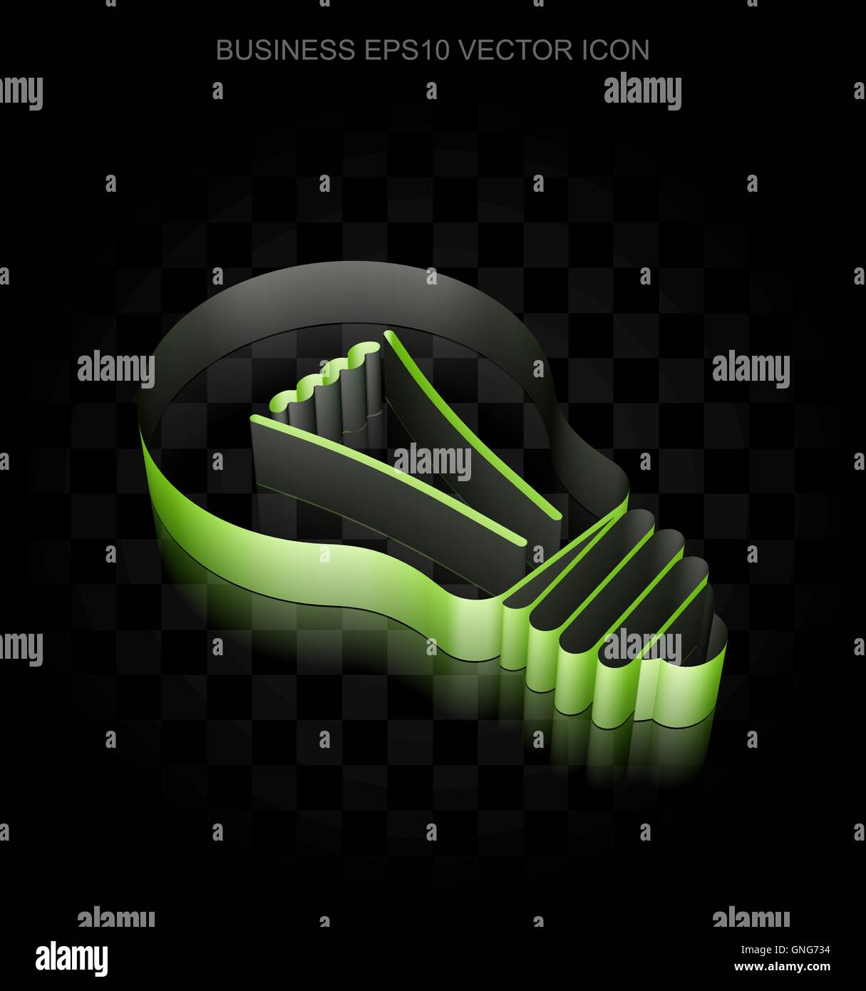 Business icon: Green 3d Light Bulb made of paper, transparent shadow ...