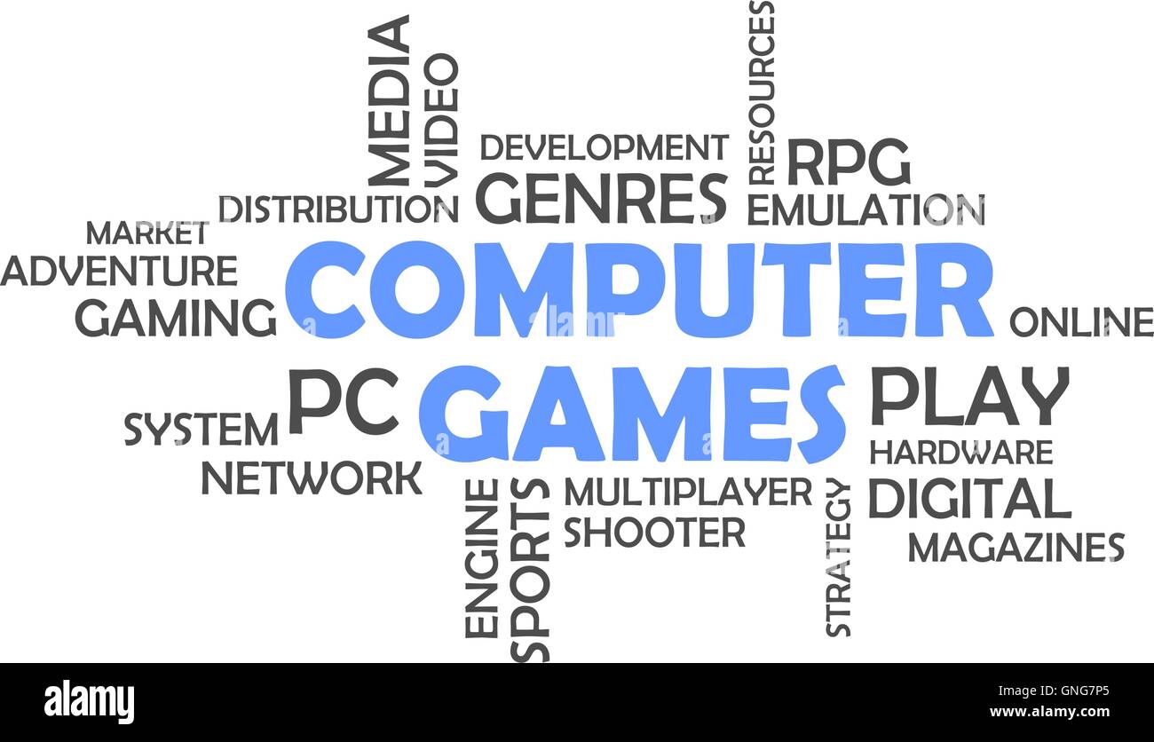 word cloud - computer games Stock Vector