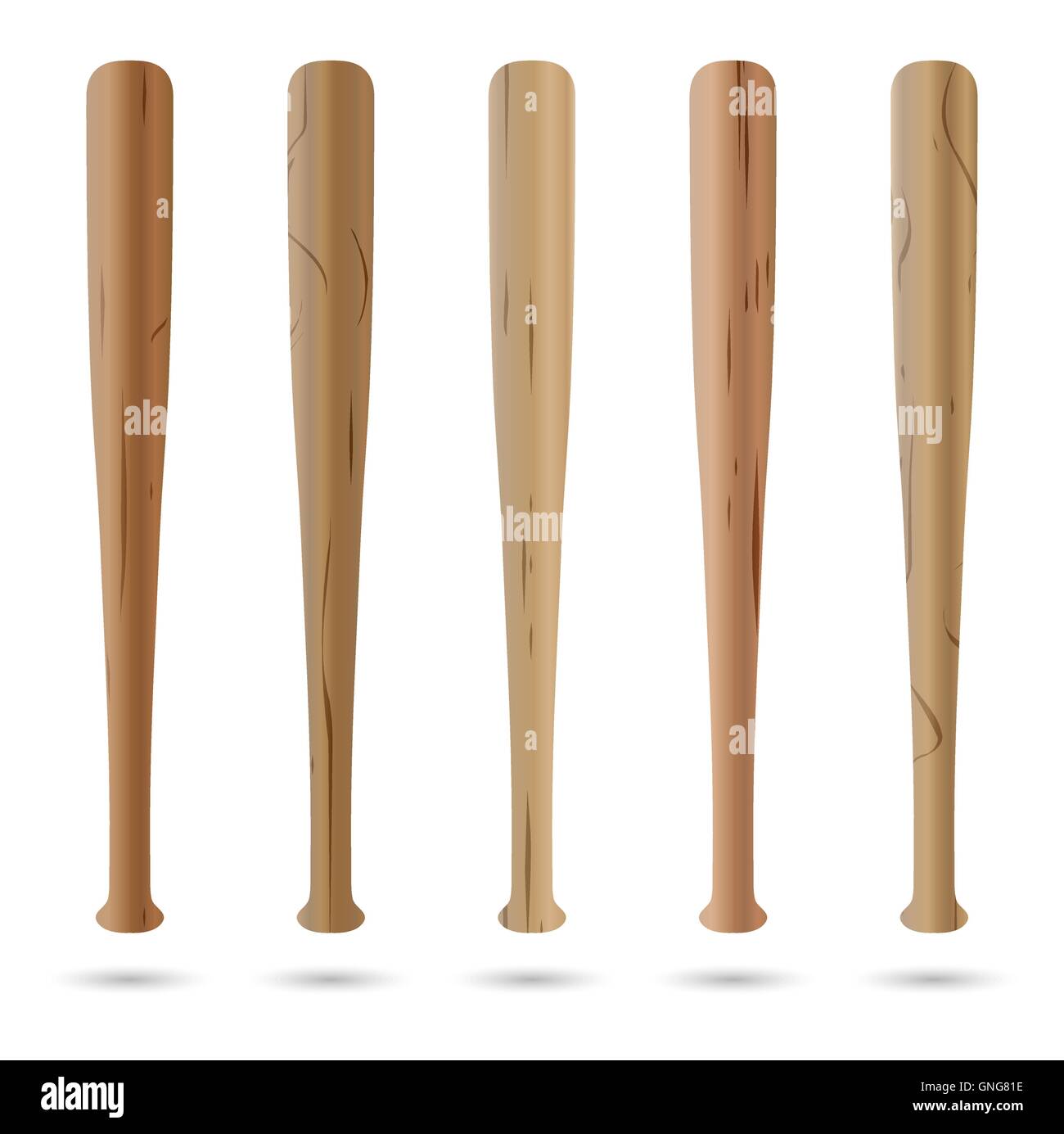 Set of baseball bats, vector illustration. Stock Vector