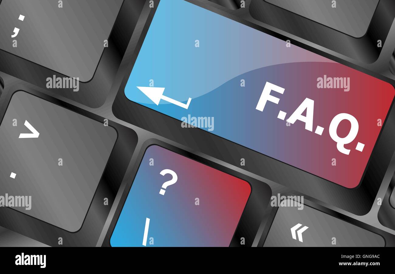 keyboard with faq button - business concept . keyboard keys. vector ...