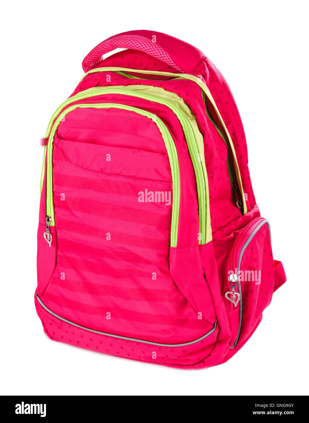 pink school backpack isolated white Stock Photo