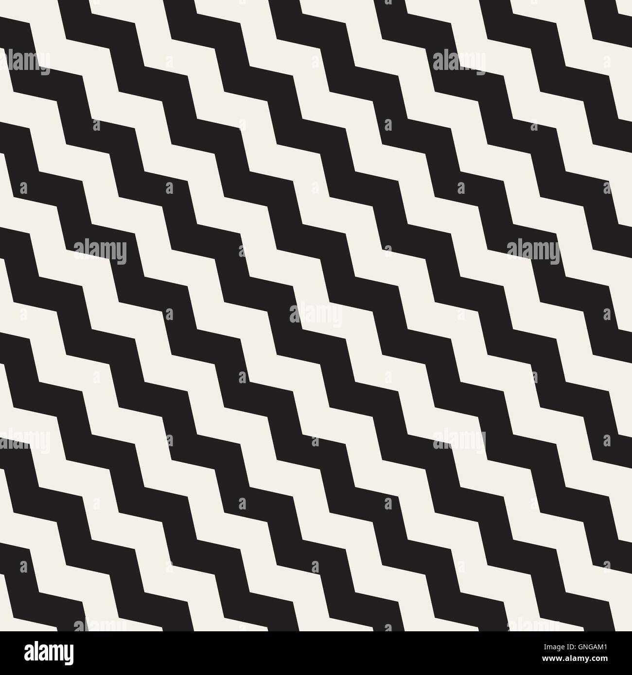 Vector Seamless Black And White ZigZag Diagonal Lines Geometric Pattern Stock Vector