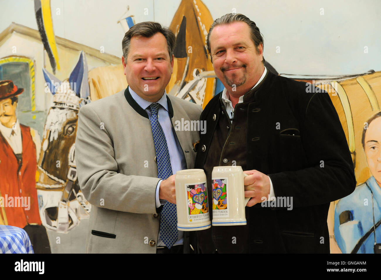 Presentation of the Oktoberfest Beer Mug in Munich, 2014 Stock Photo