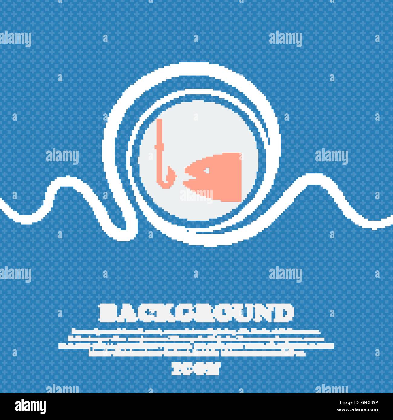 Fishing sign icon. Blue and white abstract background flecked with space for text and your design. Vector Stock Vector