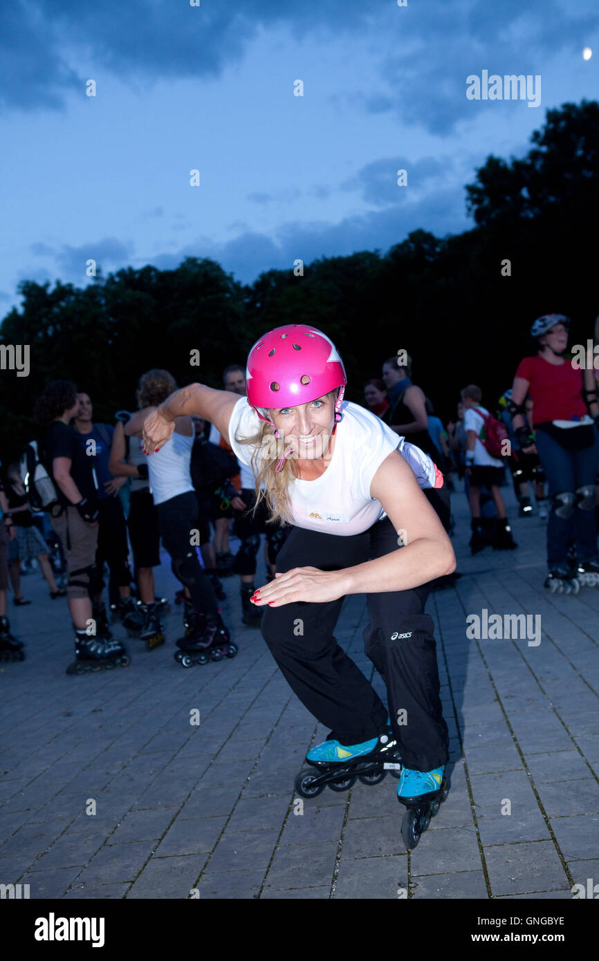 Anni Friesinger during the Blade Night in Munich, 2014 Stock Photo
