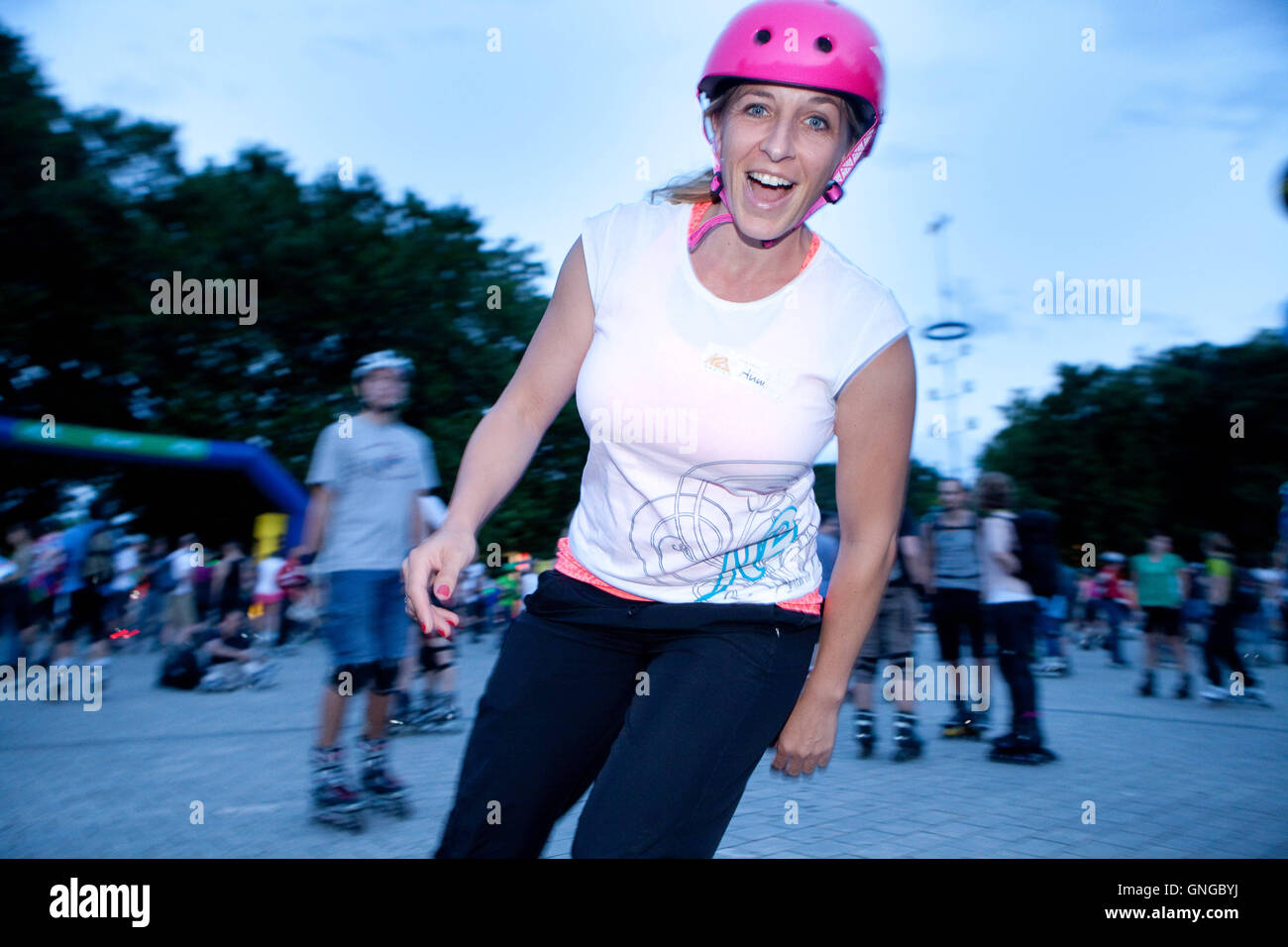 Anni Friesinger during the Blade Night in Munich, 2014 Stock Photo