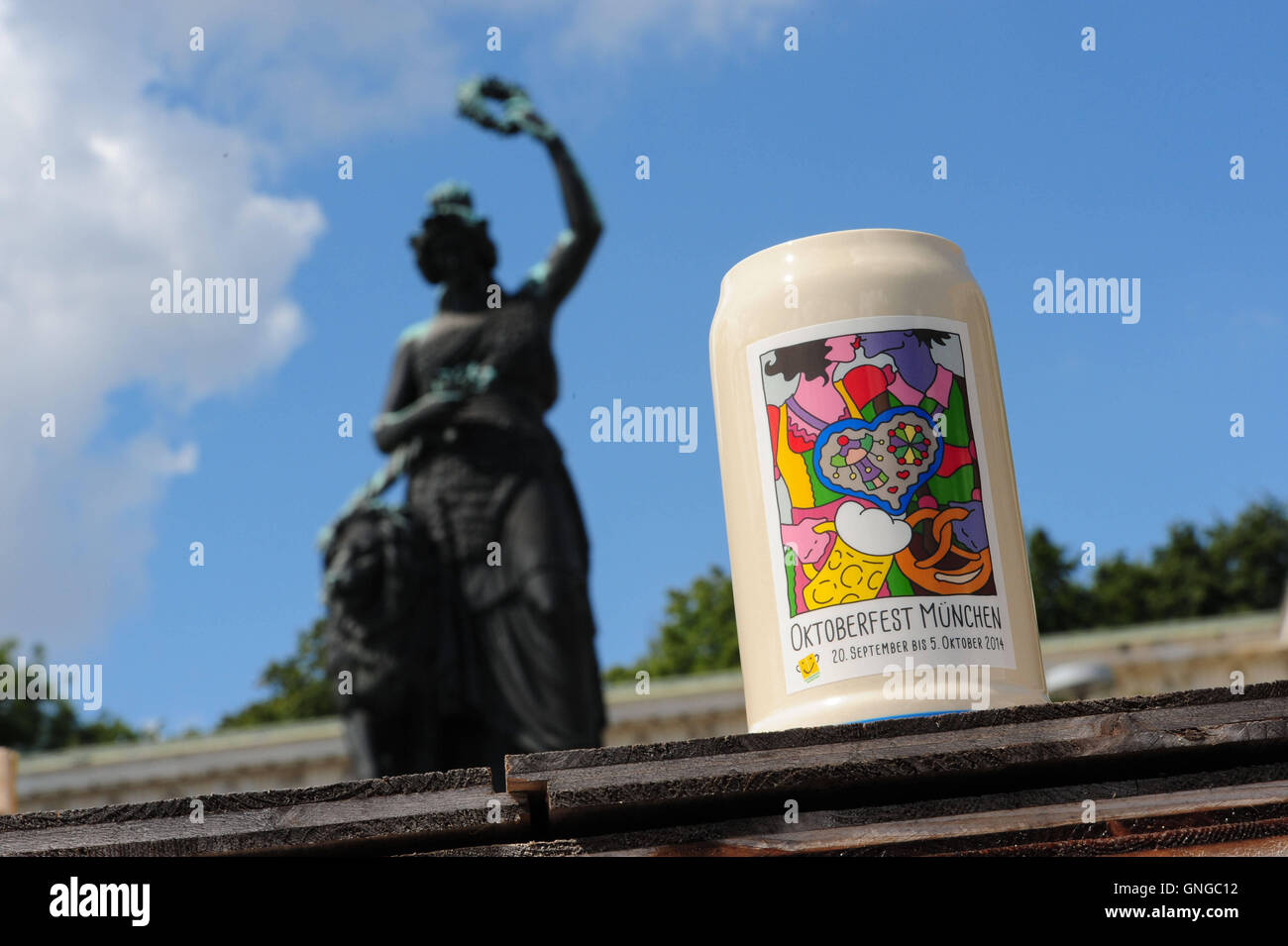 The new Oktoberfest Beer Mug in Munich, 2014 Stock Photo