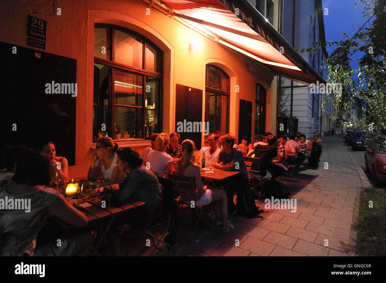 'Guests at the restaurant ''Hey Luigi'' in Munich, 2014' Stock Photo