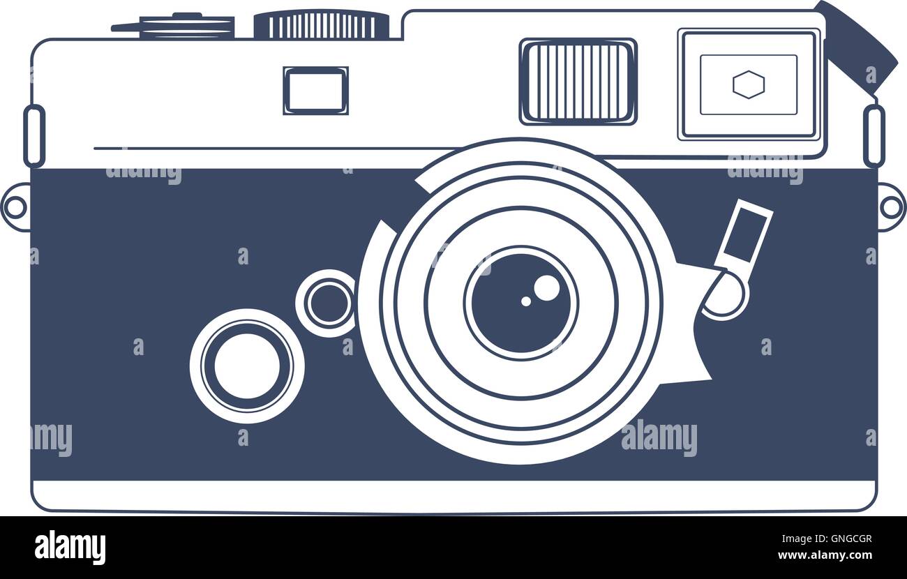 vintage camera vector outline