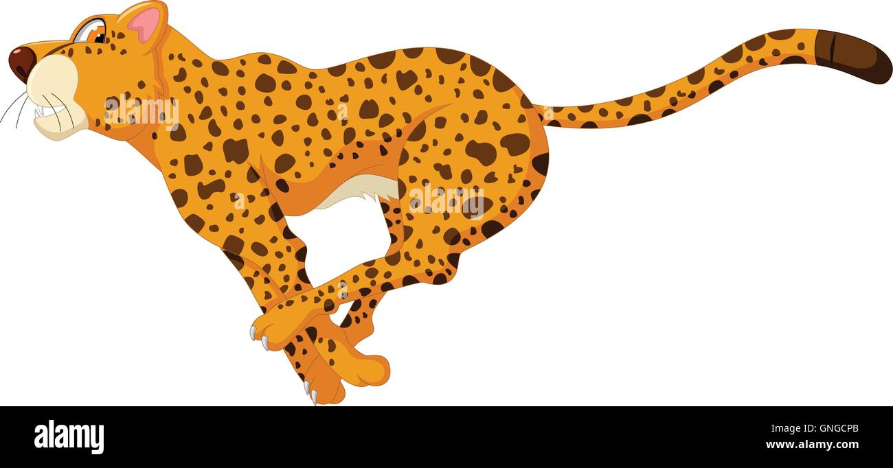 cute cheetah cartoon running Stock Vector