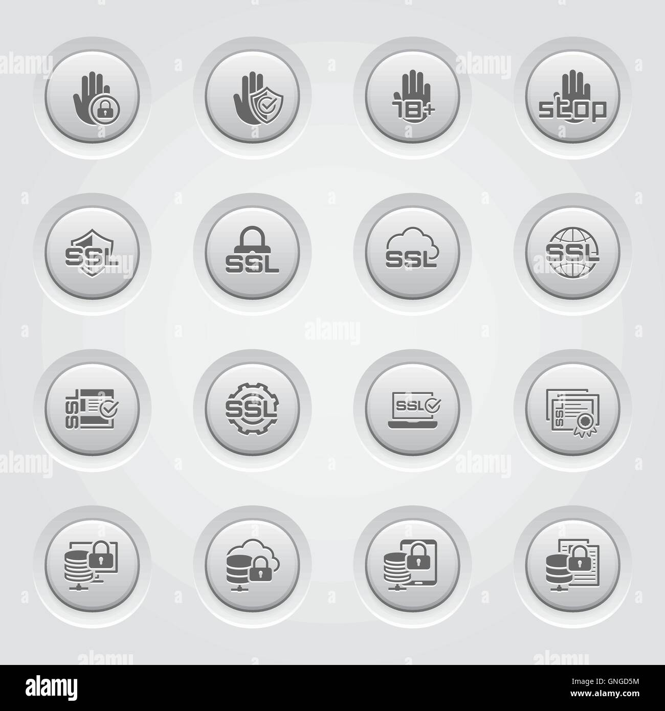 Button Design Security and Protection Icons Set. Stock Vector
